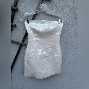 MISCREANTS Sequin Mini Dress in Cream